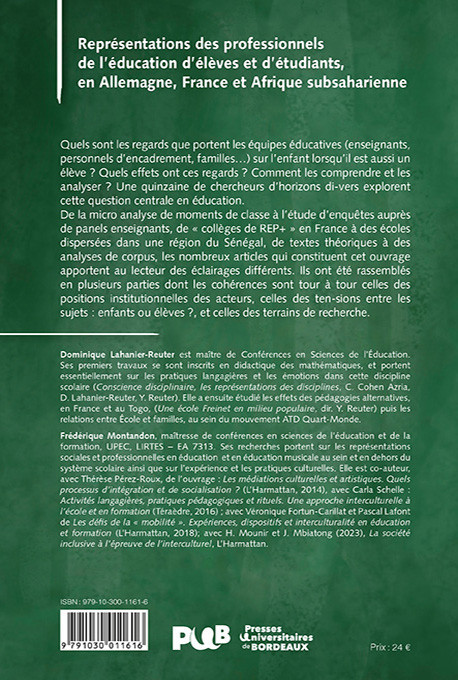 Représentations des professionnels de l’éducation d’élèves et d’étudiants, en Allemagne, France et Afrique subsaharienne